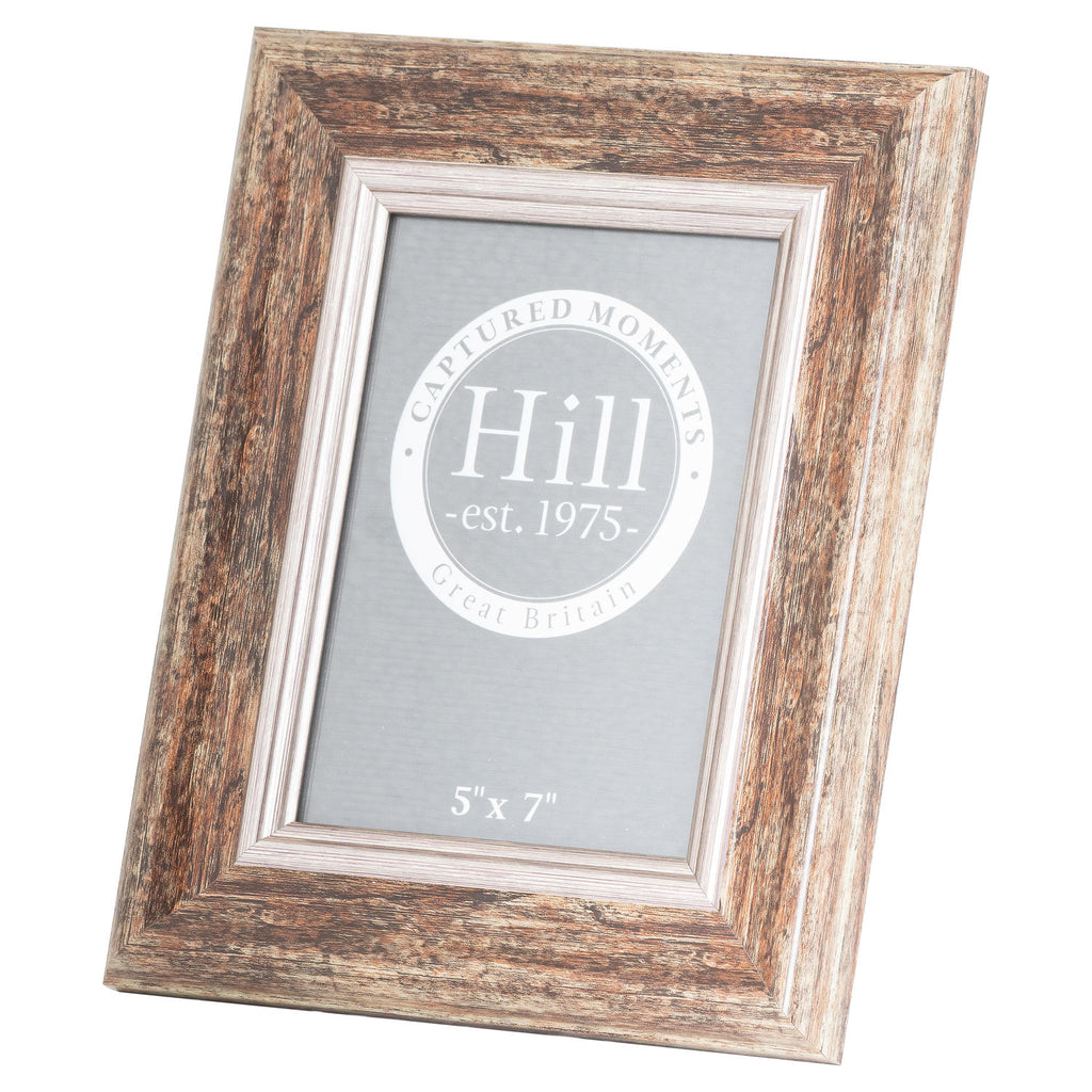 Distressed Wood With Silver Bevel 5X7 Photo Frame