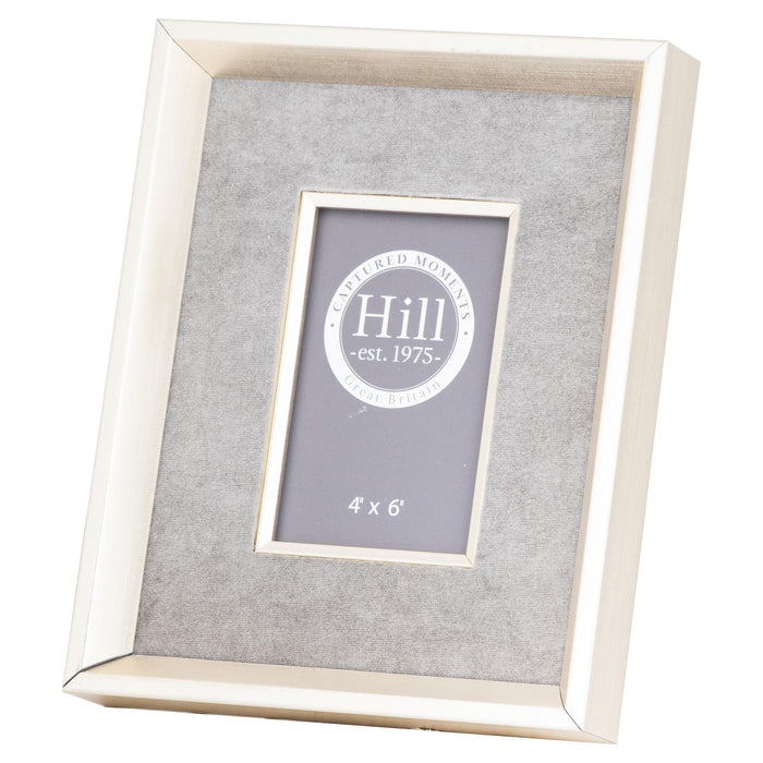 Antiqued Pewter Deep Framed Grey Velvet 4X6 Photo Frame