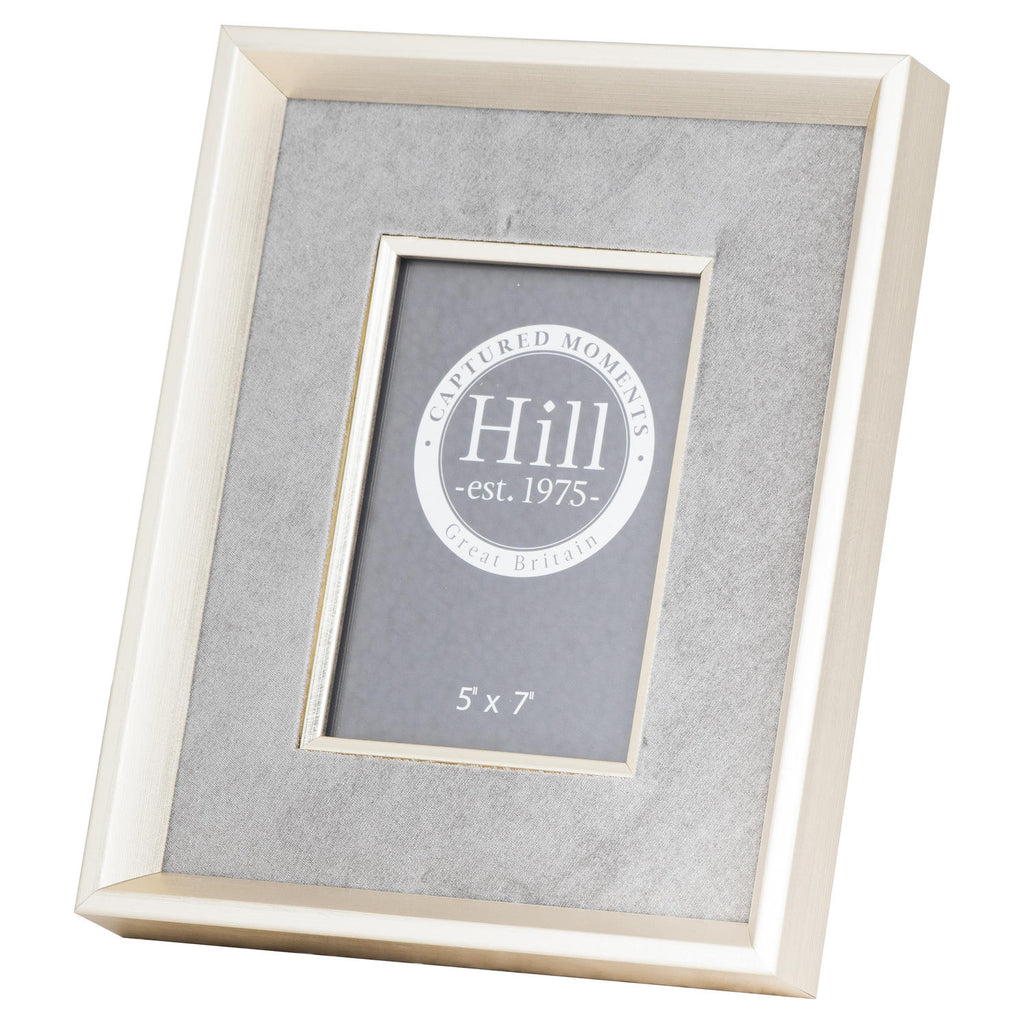 Antiqued Pewter Deep Framed Grey Velvet 5X7 Photo Frame