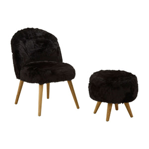 Black Fur Effect Cabaret Stool