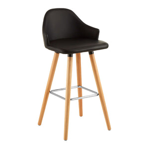 Stockholm Black Curved Backrest Bar Stool