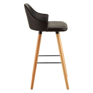 Stockholm Black Curved Backrest Bar Stool