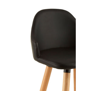 Stockholm Black Curved Backrest Bar Stool