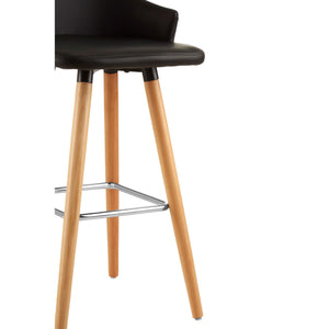 Stockholm Black Curved Backrest Bar Stool