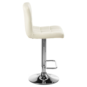 Baina White Quilted Chrome Base Bar Stool