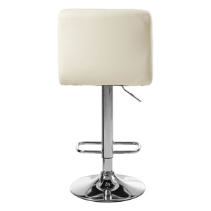 Baina White Quilted Chrome Base Bar Stool