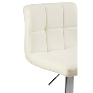 Baina White Quilted Chrome Base Bar Stool