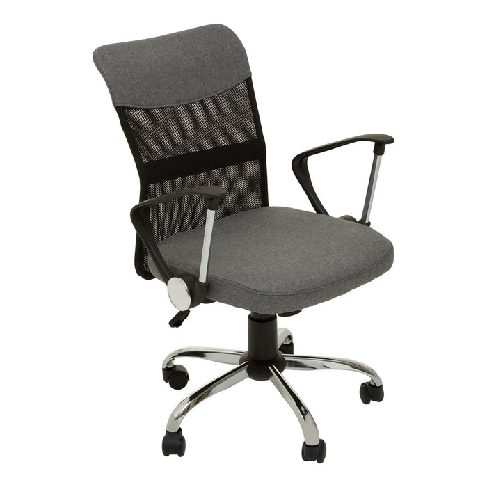 Grey Home Office Chair with Chrome Arms