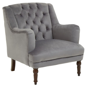 Lily Midnight, Mink, Grey Velvet Armchair