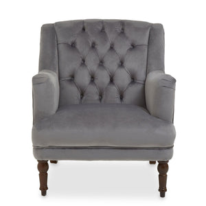 Lily Midnight, Mink, Grey Velvet Armchair