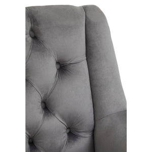 Lily Midnight, Mink, Grey Velvet Armchair