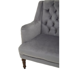 Lily Midnight, Mink, Grey Velvet Armchair