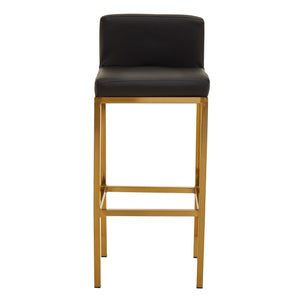 Baina Dark Grey, Black, White Pu And Gold Finish Bar Chair