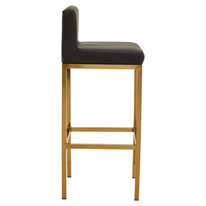 Baina Dark Grey, Black, White Pu And Gold Finish Bar Chair