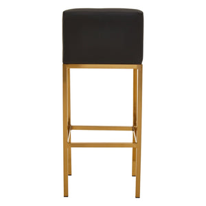 Baina Dark Grey, Black, White Pu And Gold Finish Bar Chair