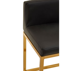 Baina Dark Grey, Black, White Pu And Gold Finish Bar Chair