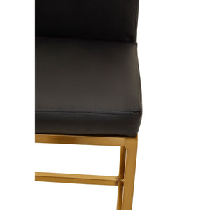 Baina Dark Grey, Black, White Pu And Gold Finish Bar Chair