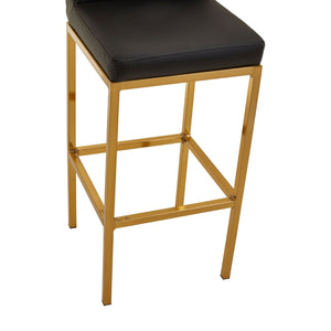 Baina Dark Grey, Black, White Pu And Gold Finish Bar Chair