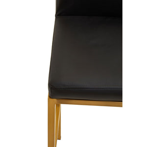 Baina Dark Grey, Black, White Pu And Gold Finish Bar Chair