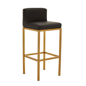 Baina Dark Grey, Black, White Pu And Gold Finish Bar Chair