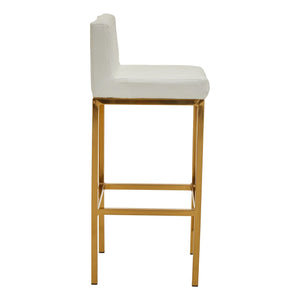 Baina Dark Grey, Black, White Pu And Gold Finish Bar Chair