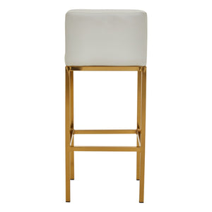 Baina Dark Grey, Black, White Pu And Gold Finish Bar Chair