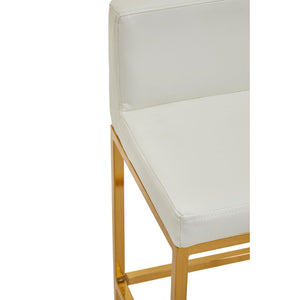 Baina Dark Grey, Black, White Pu And Gold Finish Bar Chair