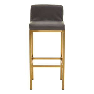 Baina Dark Grey, Black, White Pu And Gold Finish Bar Chair