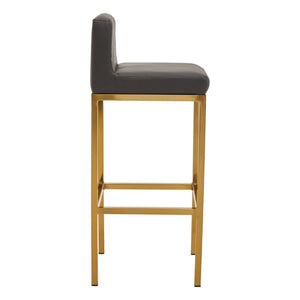 Baina Dark Grey, Black, White Pu And Gold Finish Bar Chair