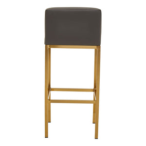 Baina Dark Grey, Black, White Pu And Gold Finish Bar Chair