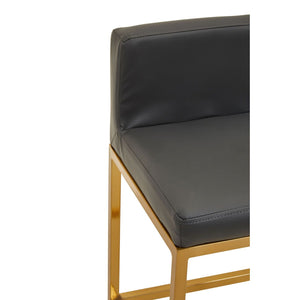 Baina Dark Grey, Black, White Pu And Gold Finish Bar Chair