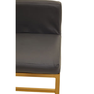 Baina Dark Grey, Black, White Pu And Gold Finish Bar Chair