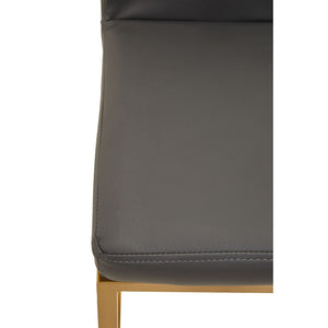 Baina Dark Grey, Black, White Pu And Gold Finish Bar Chair