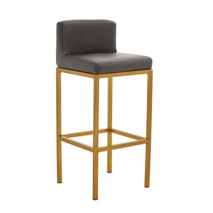 Baina Dark Grey, Black, White Pu And Gold Finish Bar Chair