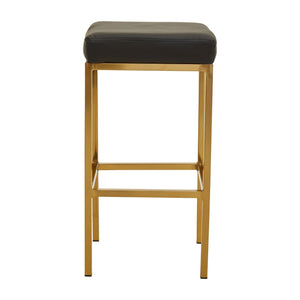 Baina Dark Grey, Black, White Pu And Gold Finish Bar Stool