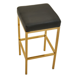 Baina Dark Grey, Black, White Pu And Gold Finish Bar Stool