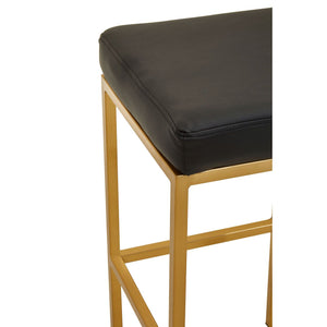 Baina Dark Grey, Black, White Pu And Gold Finish Bar Stool