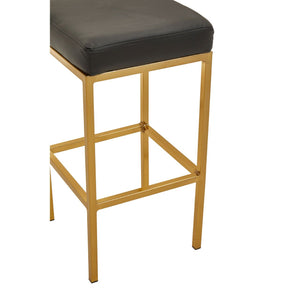 Baina Dark Grey, Black, White Pu And Gold Finish Bar Stool