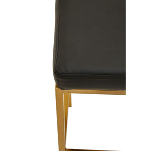 Baina Dark Grey, Black, White Pu And Gold Finish Bar Stool