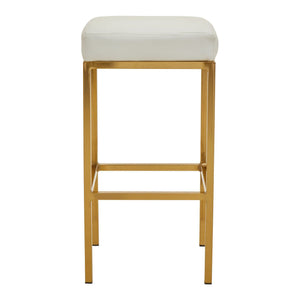 Baina Dark Grey, Black, White Pu And Gold Finish Bar Stool