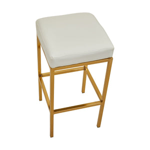 Baina Dark Grey, Black, White Pu And Gold Finish Bar Stool