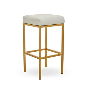 Baina Dark Grey, Black, White Pu And Gold Finish Bar Stool