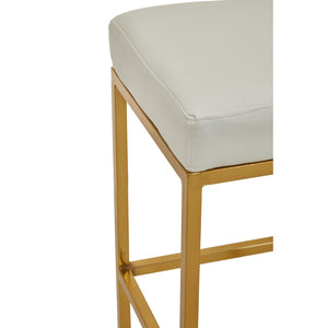 Baina Dark Grey, Black, White Pu And Gold Finish Bar Stool