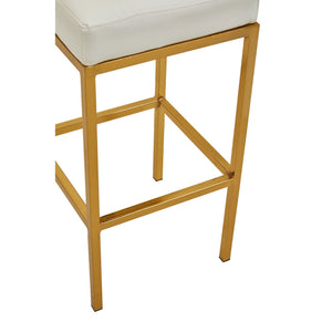 Baina Dark Grey, Black, White Pu And Gold Finish Bar Stool