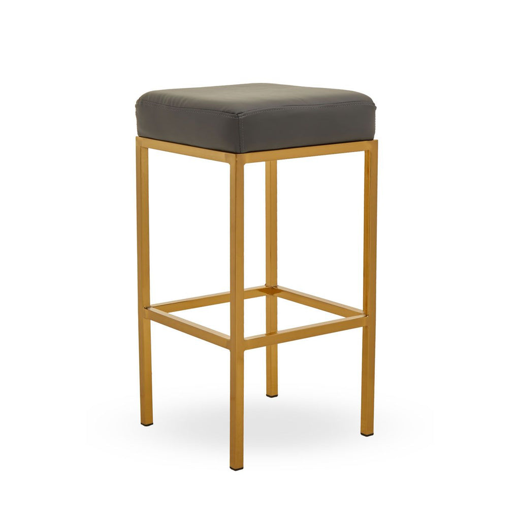 Baina Dark Grey, Black, White Pu And Gold Finish Bar Stool