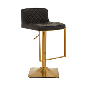 Dark Grey, Black, White And Gold Square Base Bar Stool