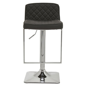 Dark Grey, Black, White And Chrome Square Base Bar Stool