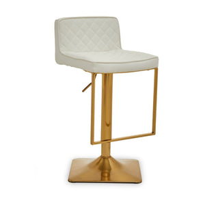 Dark Grey, Black, White And Gold Square Base Bar Stool