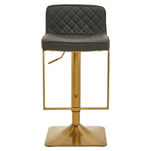 Dark Grey, Black, White And Gold Square Base Bar Stool