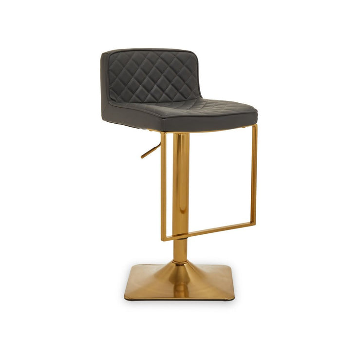 Dark Grey, Black, White And Gold Square Base Bar Stool